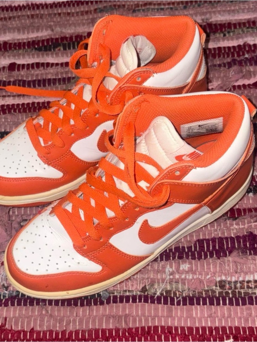 Nike kid’s Orange & White high-Top dunks Sneakers